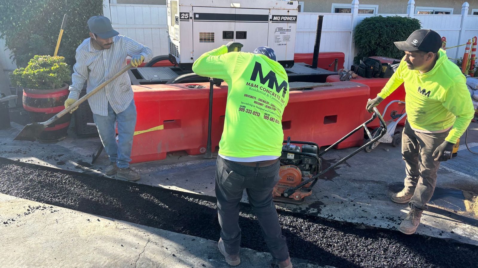 Compacting base at a commercial pour