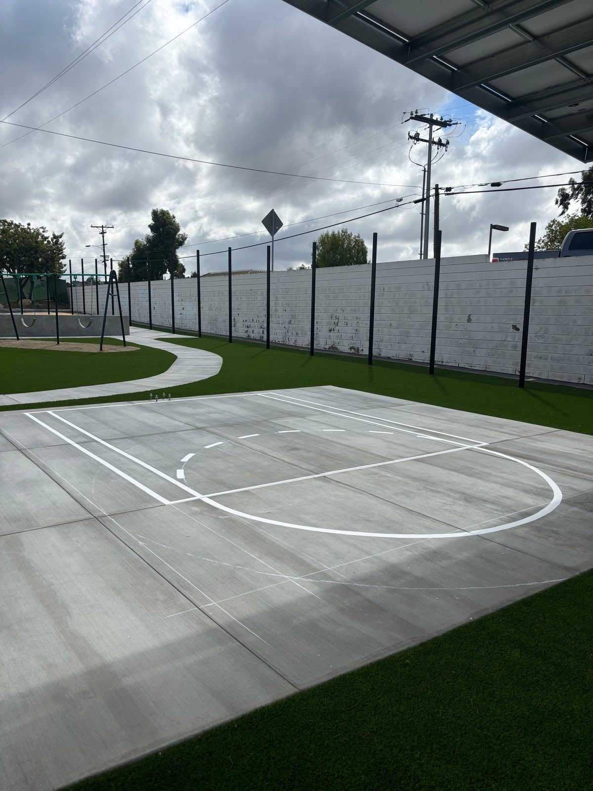 Sport court slab with striping, Fallbrook