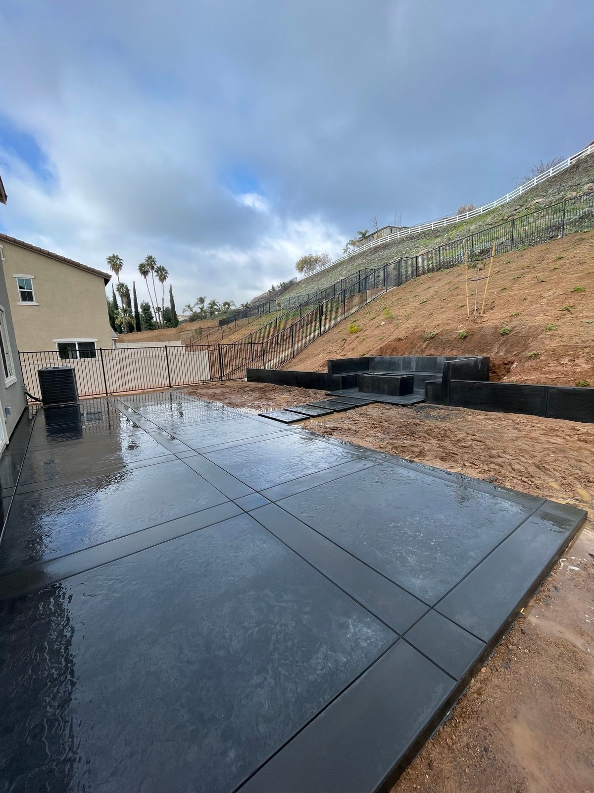 Wet-cured backyard slab ready for use