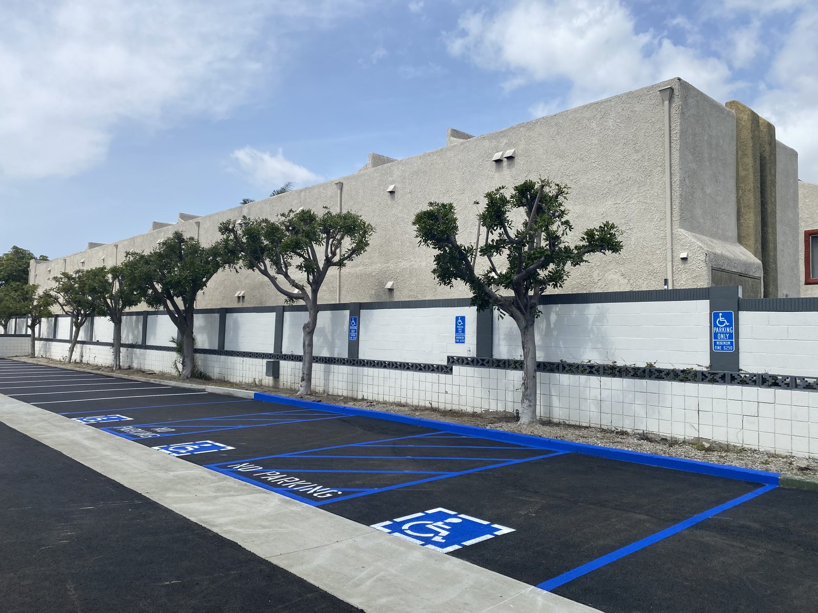 ADA stall, curb and striping, Anaheim